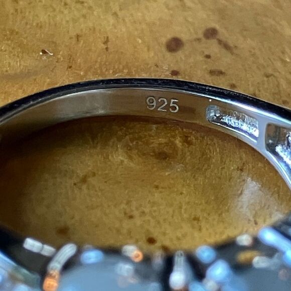 Natural Jade Sterling Silver Ring Trilogy Ring Size 6 - Picture 6 of 9